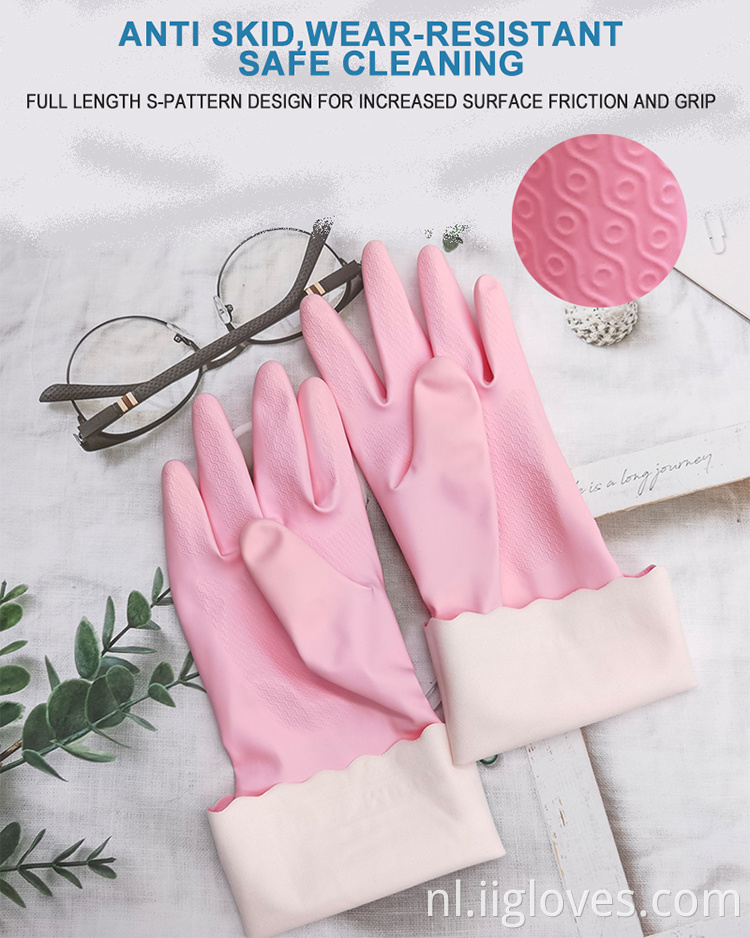 Gedompelde kudde gevoerde aangepaste werk rubberen handschoenen Hand Job huishouden rubber rubber gglove keuken huishouden wassen dip kudde gevoerde handschoenen